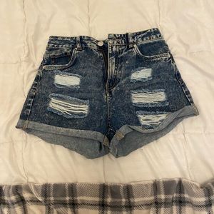 Ripped jean shorts